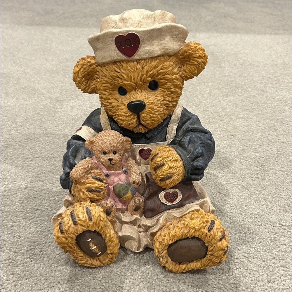Adorable Bear Figurine with Heart Accents